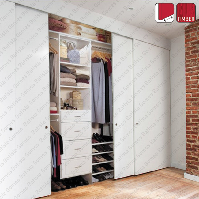 Sistema para portas de correr para m�veis e arm�rios em madeira / Suspensas - At� 85Kg por folha